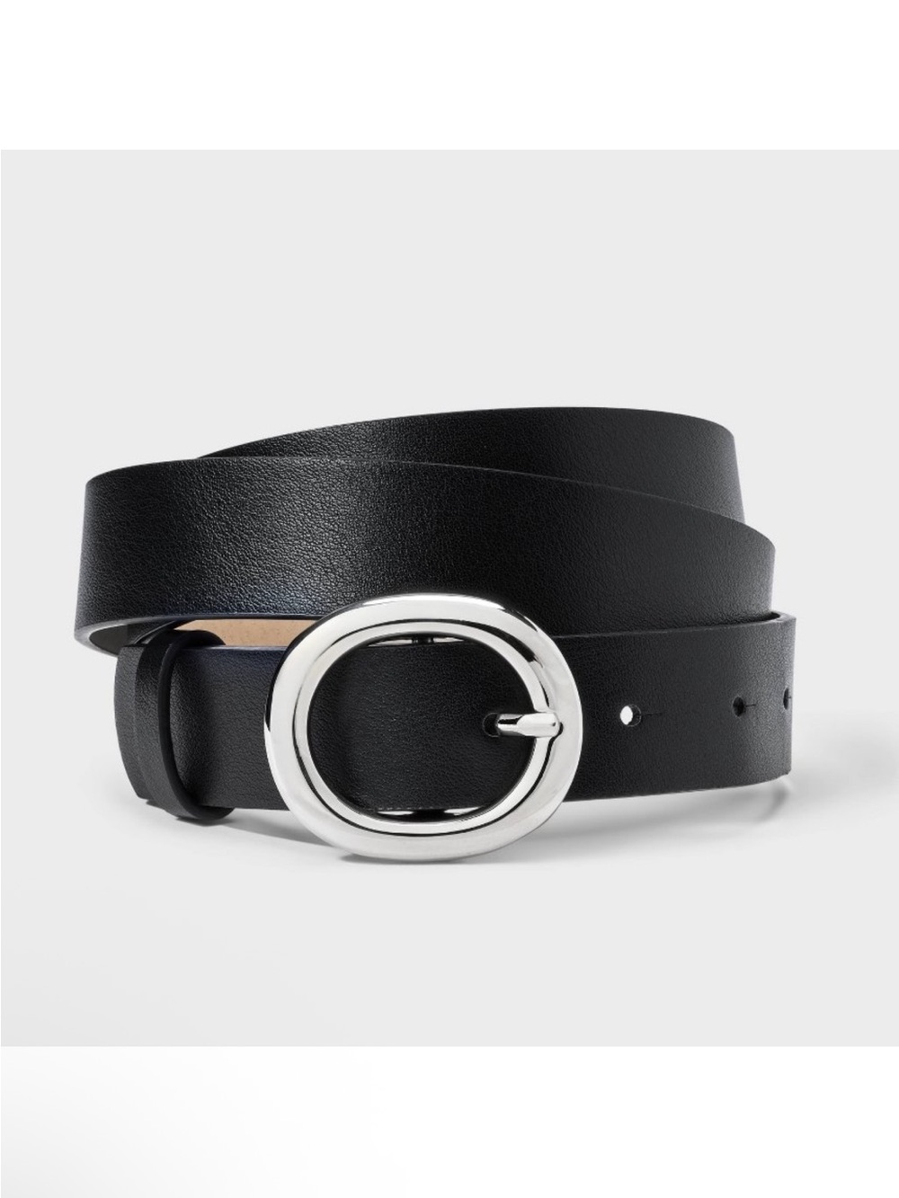 wild fable Black Belt with Silver Oval Buckle